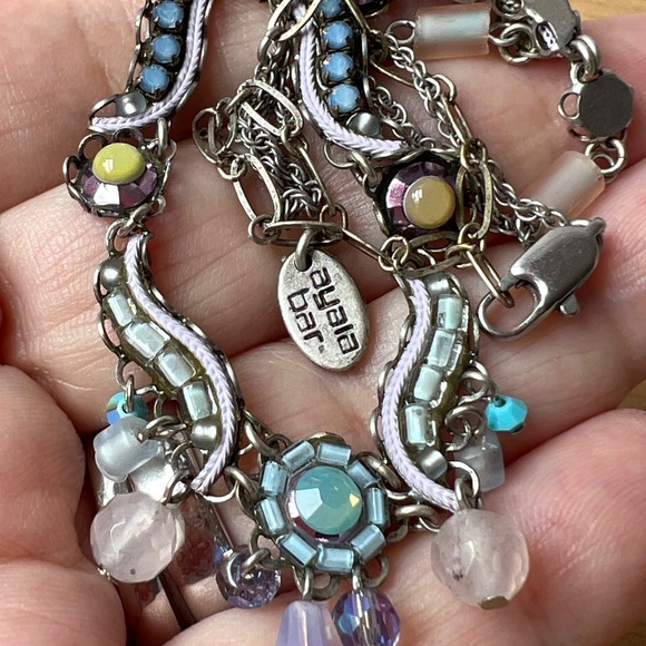 AYALA BAR ADJUSTABLE NECKLACE W/LONG EXTENDER BLUE LILAC PURPLE GREEN RHINESTONE - Picture 8 of 16